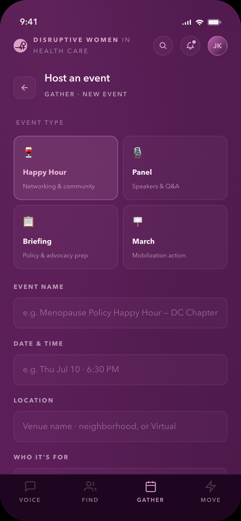 Gather — host view