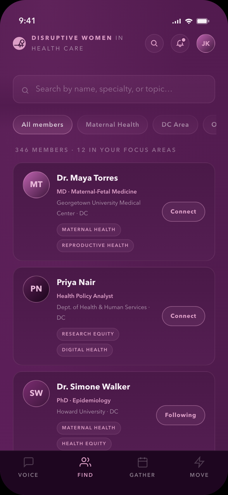 Find — member directory